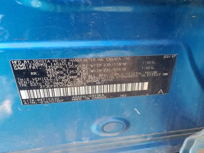 2017 TOYOTA RAV4 LIMITED  