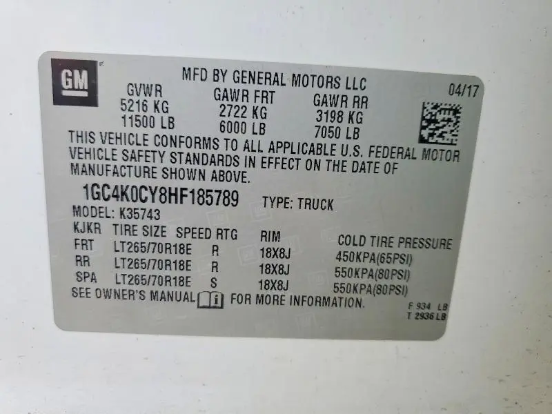 2017 CHEVROLET SILVERADO K3500 LTZ  