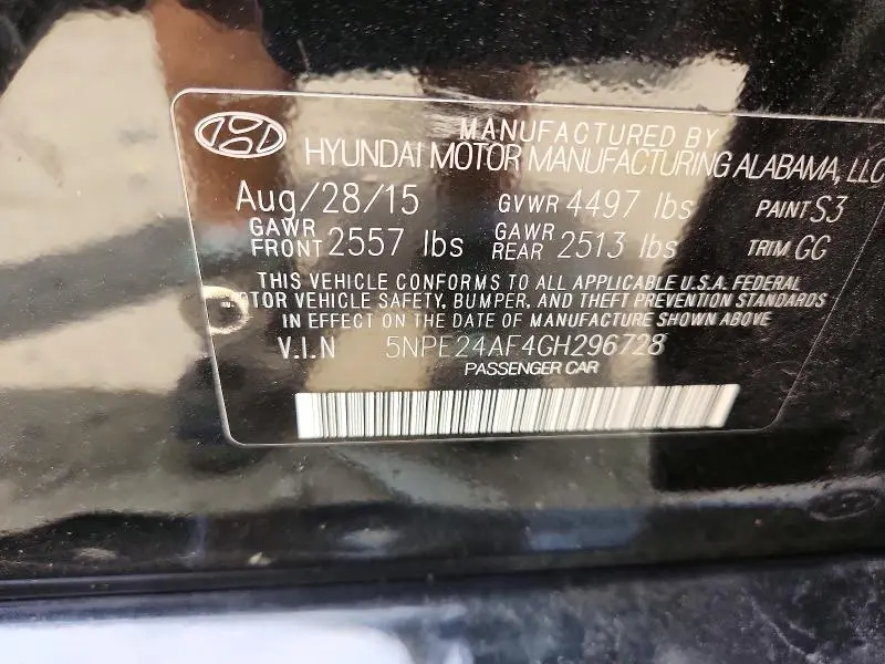 2016 HYUNDAI SONATA SE  