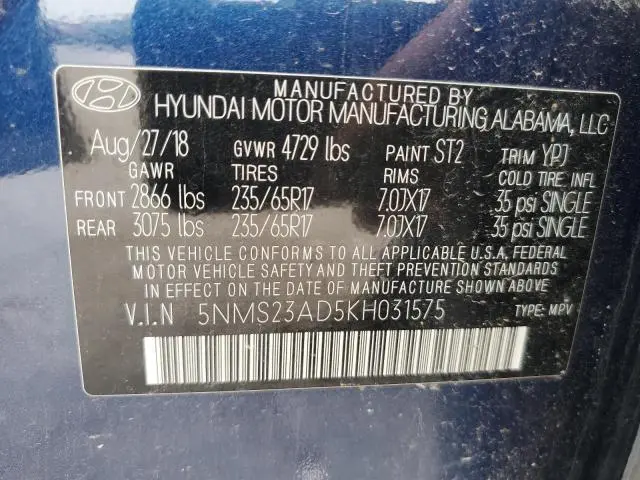 2019 HYUNDAI SANTA FE SE  