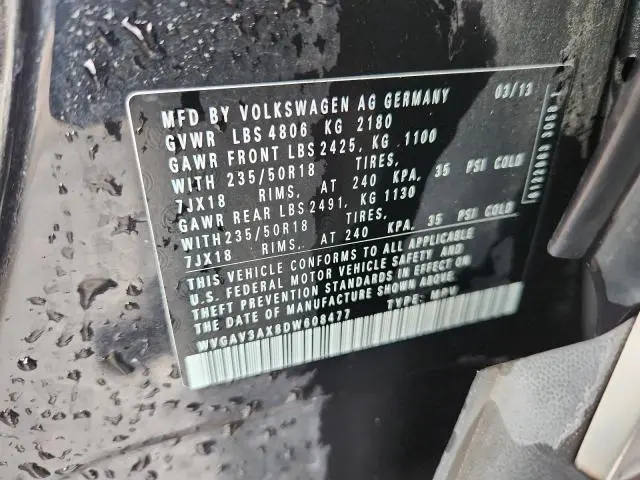 2013 VOLKSWAGEN TIGUAN S  