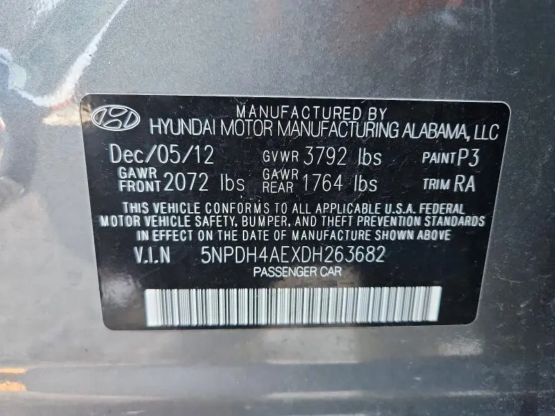 2013 HYUNDAI ELANTRA GLS  