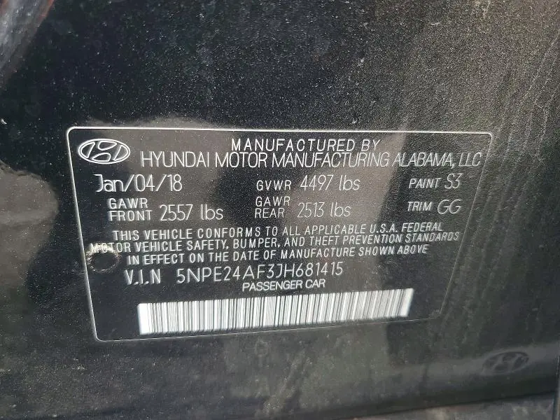 2018 HYUNDAI SONATA SE  