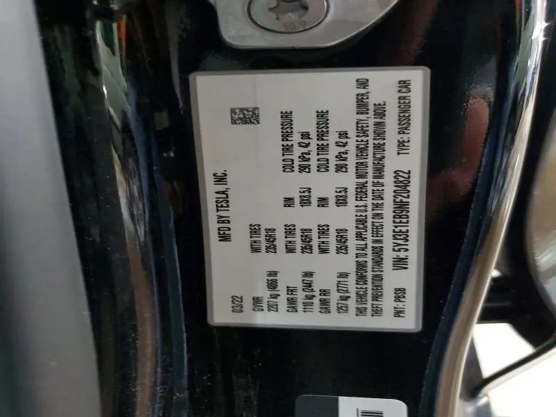 2022 TESLA MODEL 3   