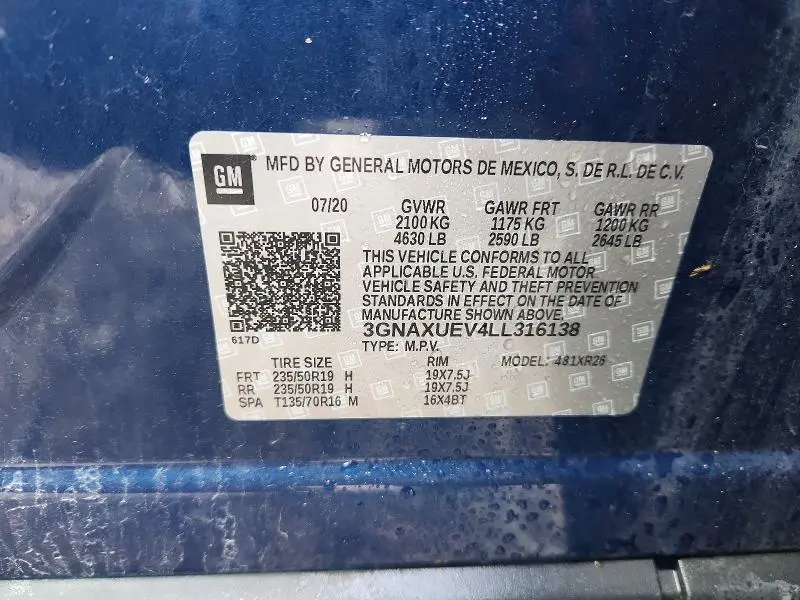 2020 CHEVROLET EQUINOX LT  