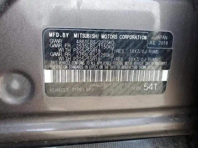 2019 MITSUBISHI OUTLANDER SE  