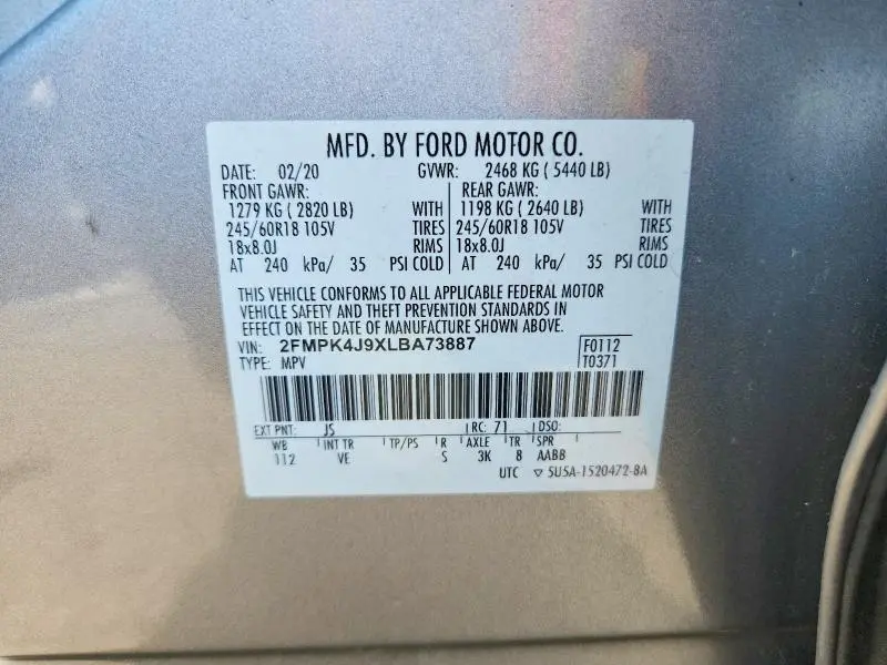 2020 FORD EDGE SEL  