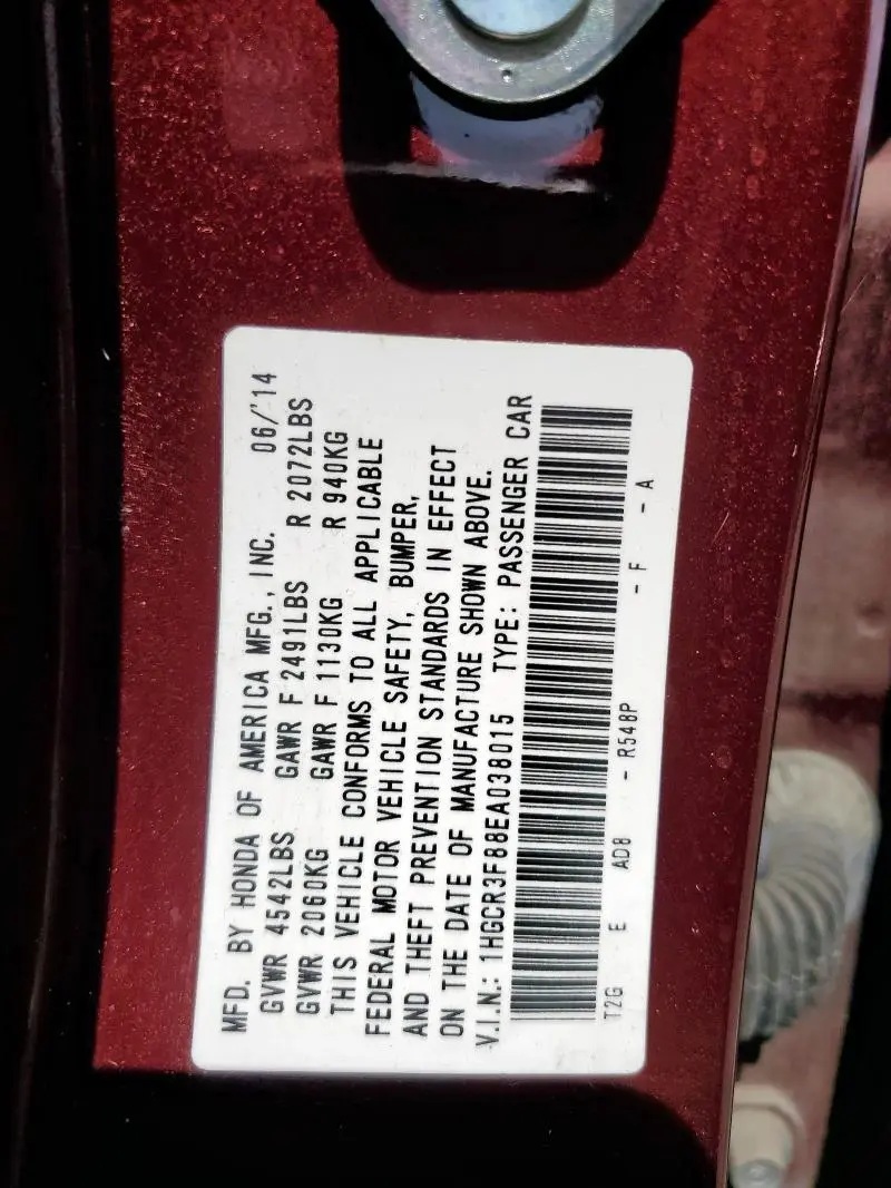 2014 HONDA ACCORD EXL  