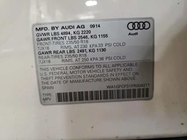 2015 AUDI Q3 PRESTIGE  