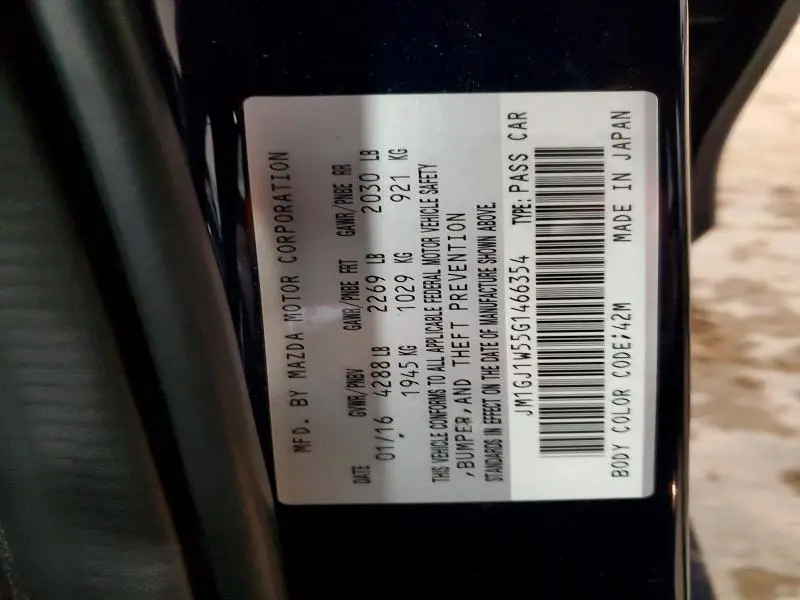 2016 MAZDA 6 GRAND TOURING  