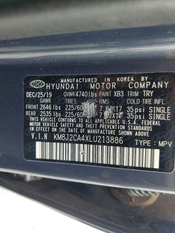 2020 HYUNDAI TUCSON SE  