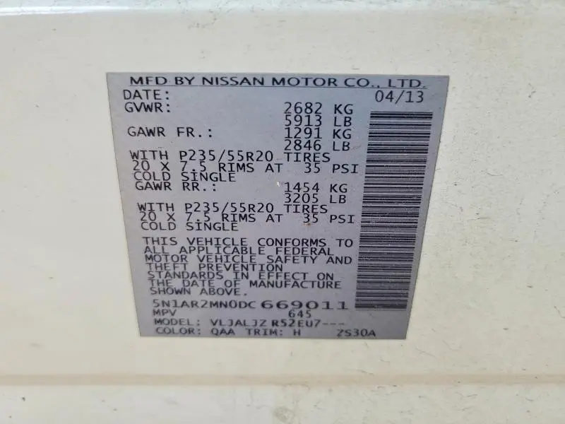 2013 NISSAN PATHFINDER S  