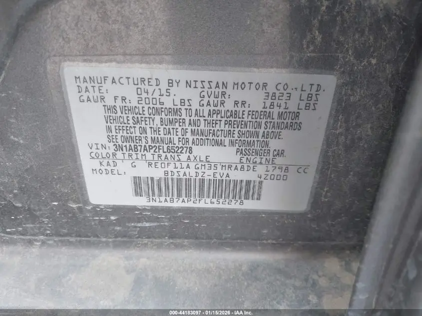 2015 NISSAN SENTRA FE+ S/S/SL/SR/SV