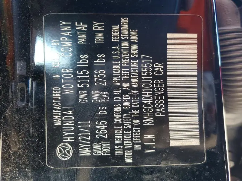 2012 HYUNDAI GENESIS 5.0L  