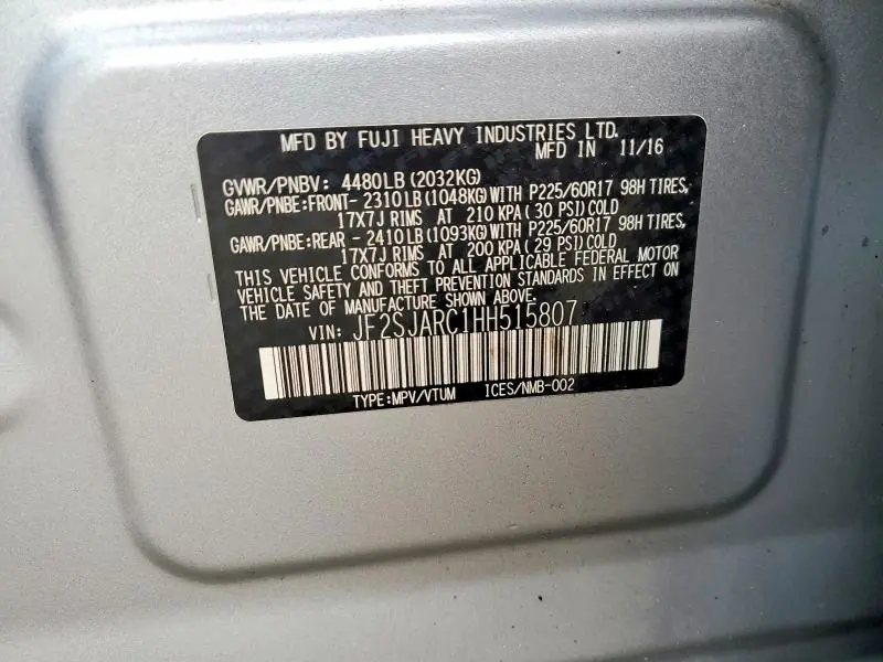 2017 SUBARU FORESTER 2.5I LIMITED  