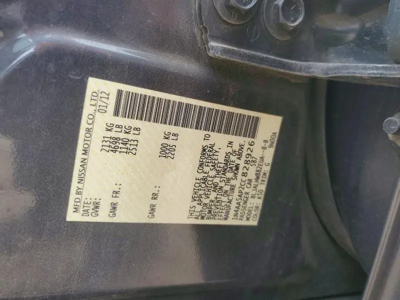 2012 NISSAN MAXIMA 3.5 S  