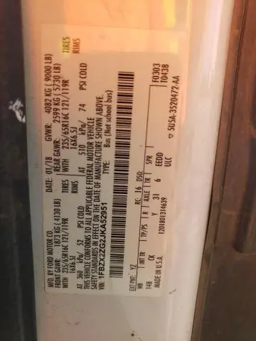 2018 FORD TRANSIT T-350  