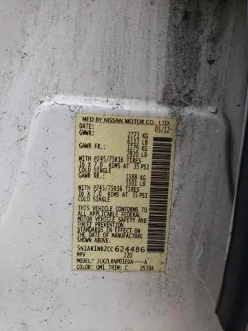 2012 NISSAN PATHFINDER S  