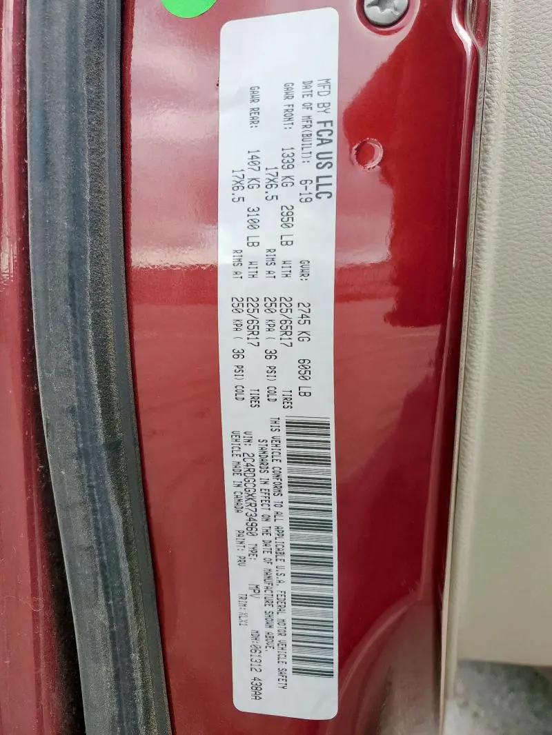 2019 DODGE GRAND CARAVAN SXT  