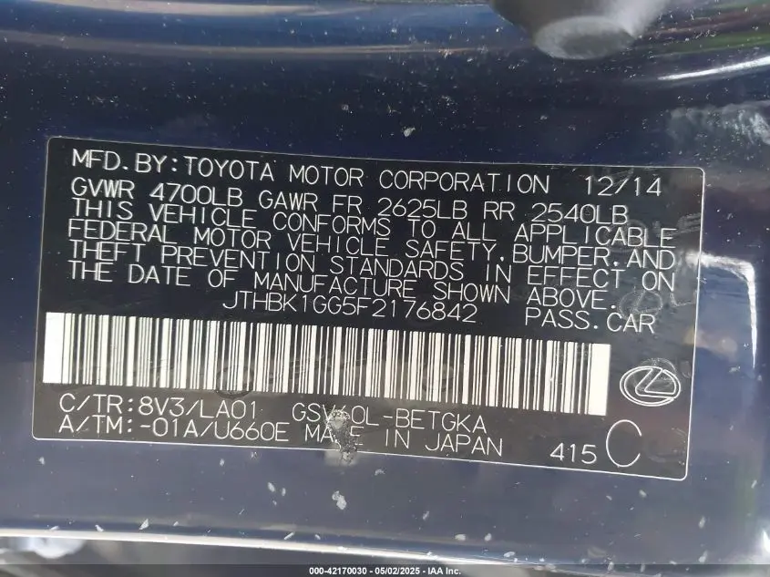 2015 LEXUS ES 350  