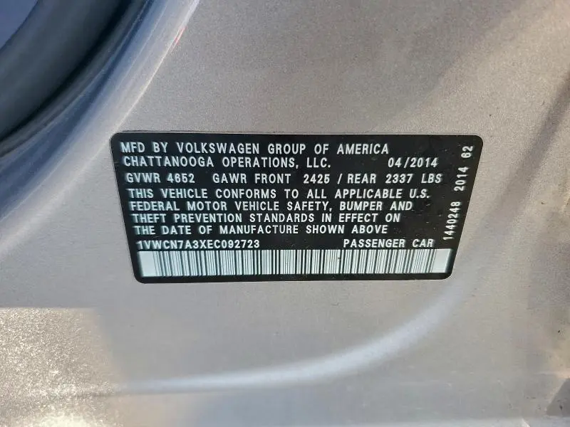 2014 VOLKSWAGEN PASSAT SEL  