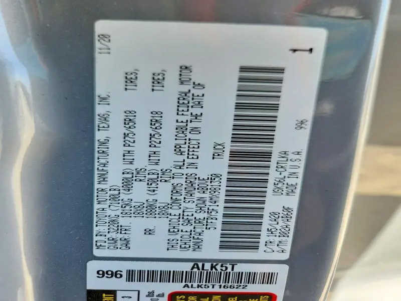 2021 TOYOTA TUNDRA DOUBLE CAB LIMITED  