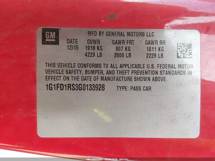 2016 CHEVROLET CAMARO 2LT