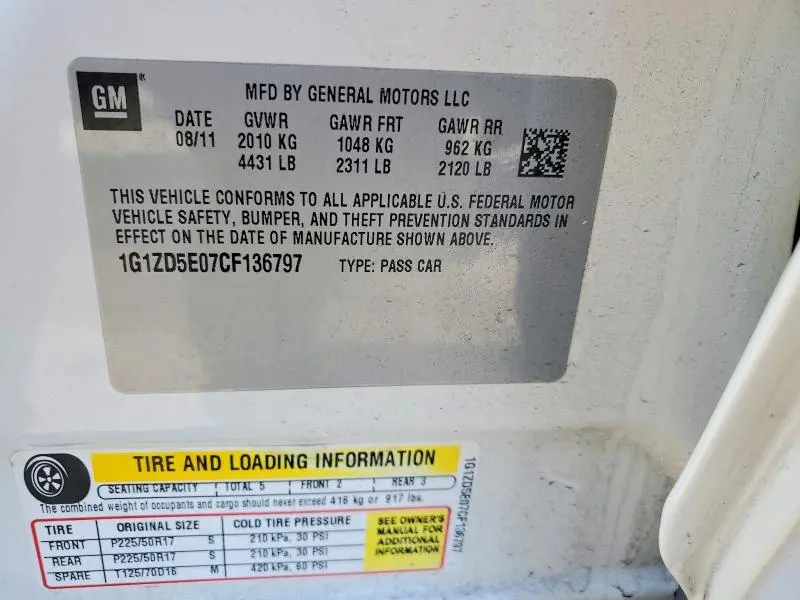 2012 CHEVROLET MALIBU 2LT  