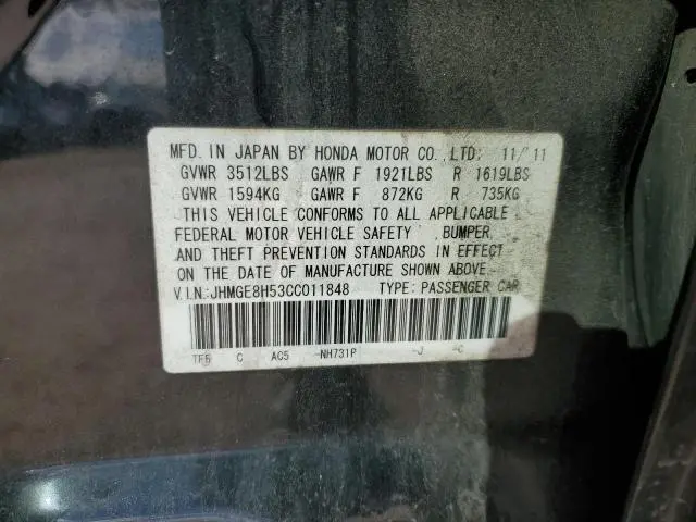 2012 HONDA FIT SPORT  