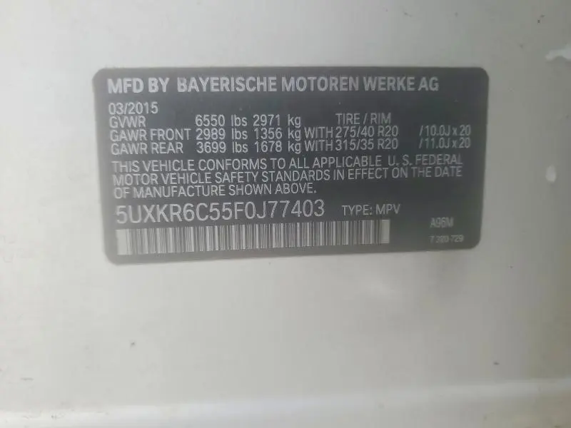 2015 BMW X5 XDRIVE50I  