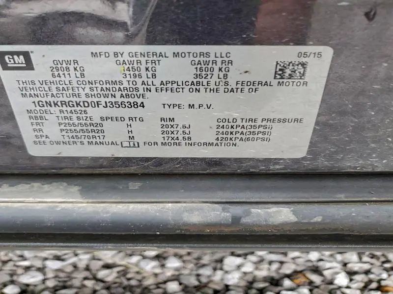 2015 CHEVROLET TRAVERSE LT  