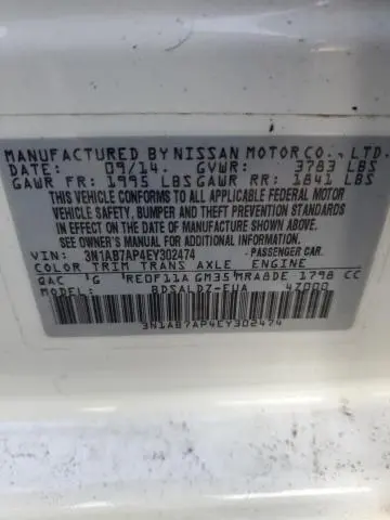 2014 NISSAN SENTRA S  