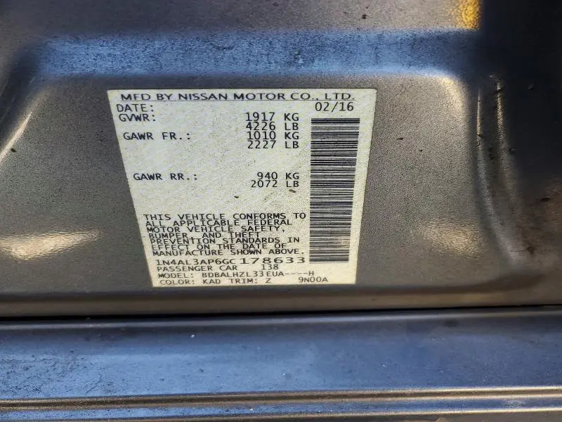 2016 NISSAN ALTIMA 2.5  