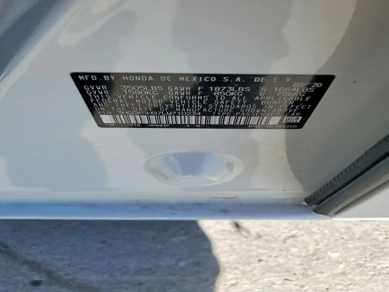 2020 HONDA FIT EXL  