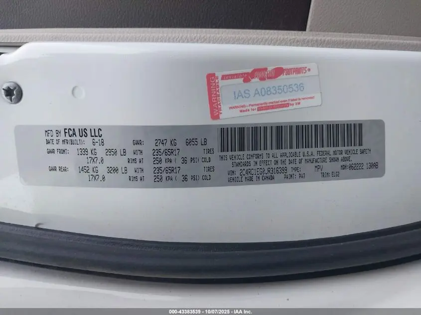 2018 CHRYSLER PACIFICA TOURING L PLUS