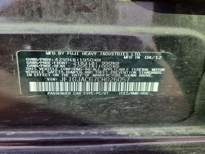 2012 SUBARU IMPREZA PREMIUM  