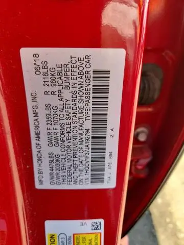 2018 HONDA ACCORD SPORT  