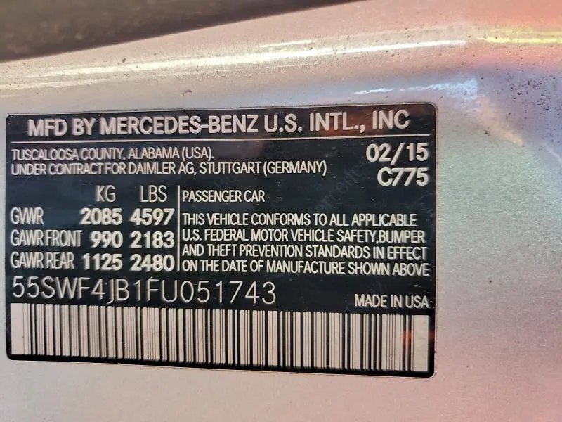 2015 MERCEDES-BENZ C 300  