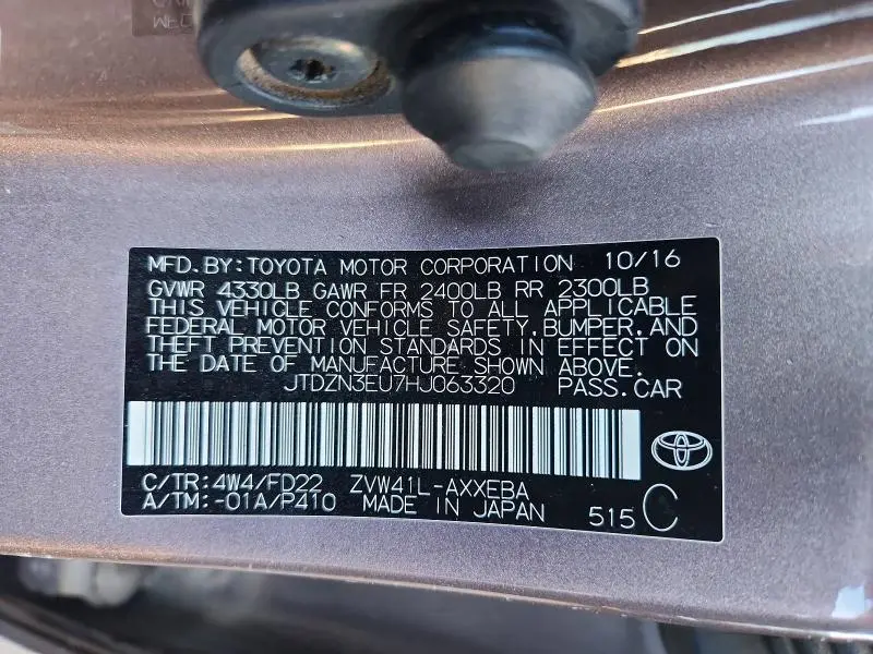 2017 TOYOTA PRIUS V TWO  