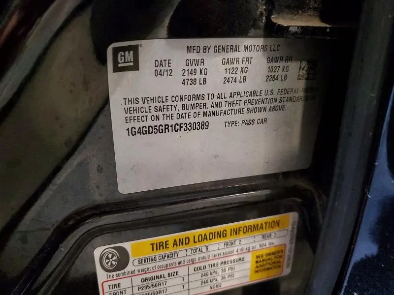 2012 BUICK LACROSSE PREMIUM  