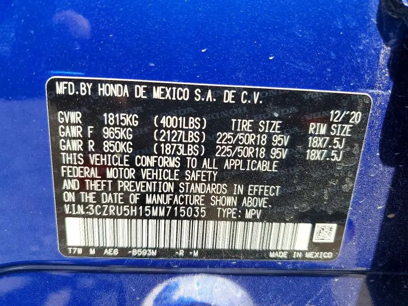 2021 HONDA HR-V SPORT  