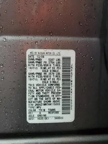 2010 NISSAN MURANO S  