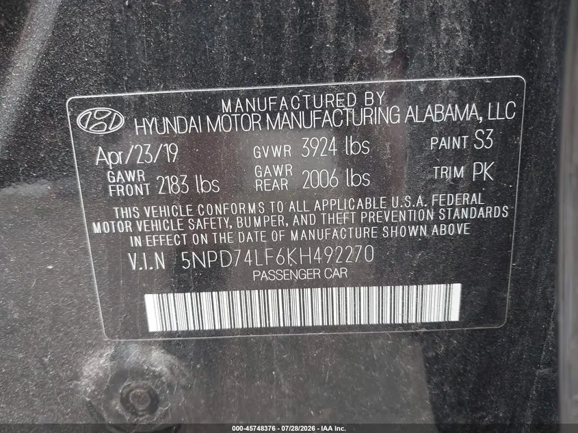 2019 HYUNDAI ELANTRA SE