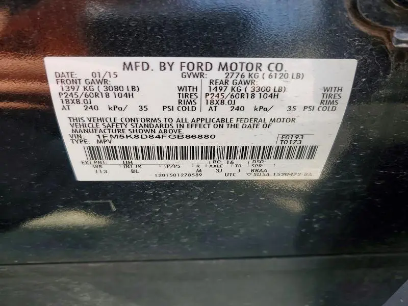 2015 FORD EXPLORER XLT  