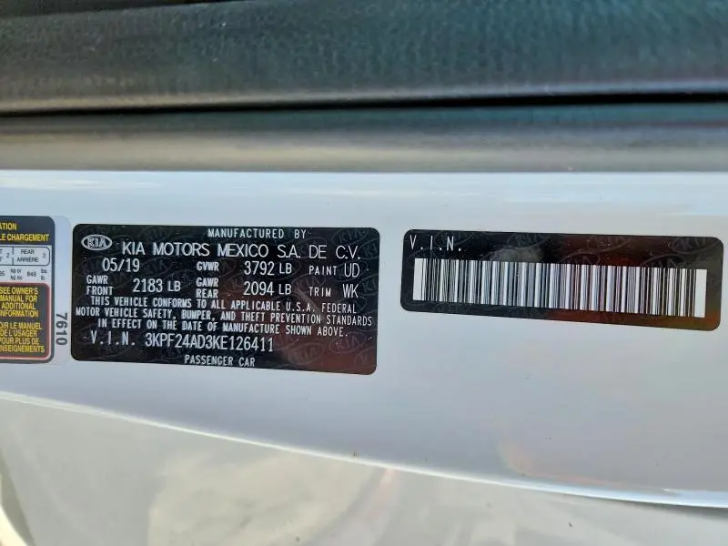 2019 KIA FORTE LXS  