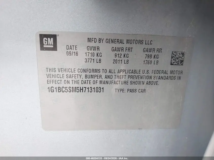 2017 CHEVROLET CRUZE LS AUTO