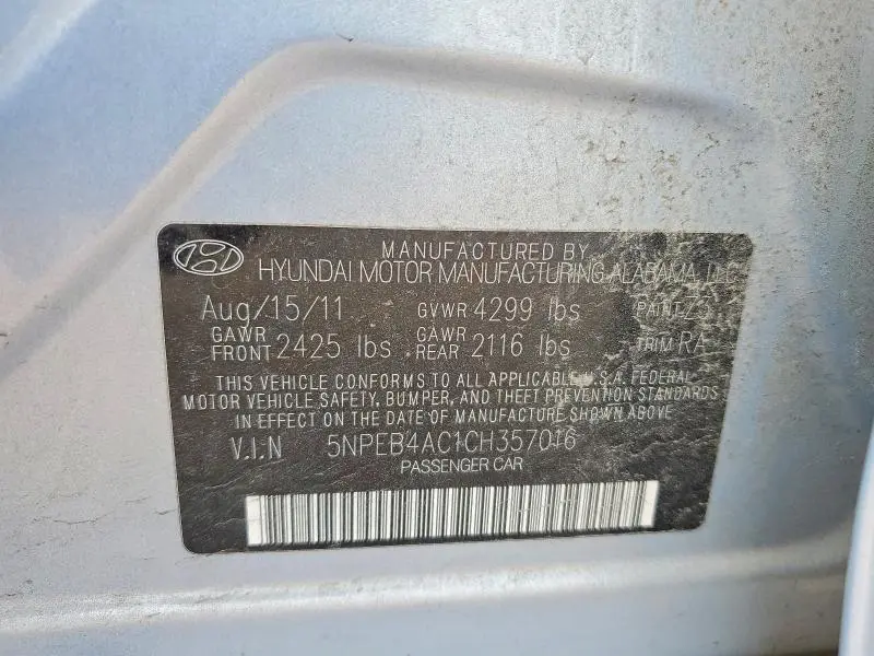 2012 HYUNDAI SONATA GLS  