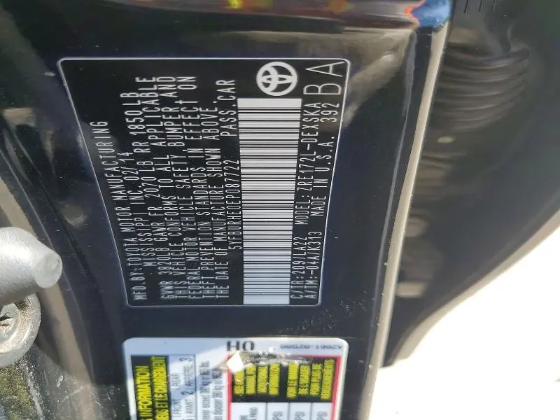 2014 TOYOTA COROLLA S PREMIUM  