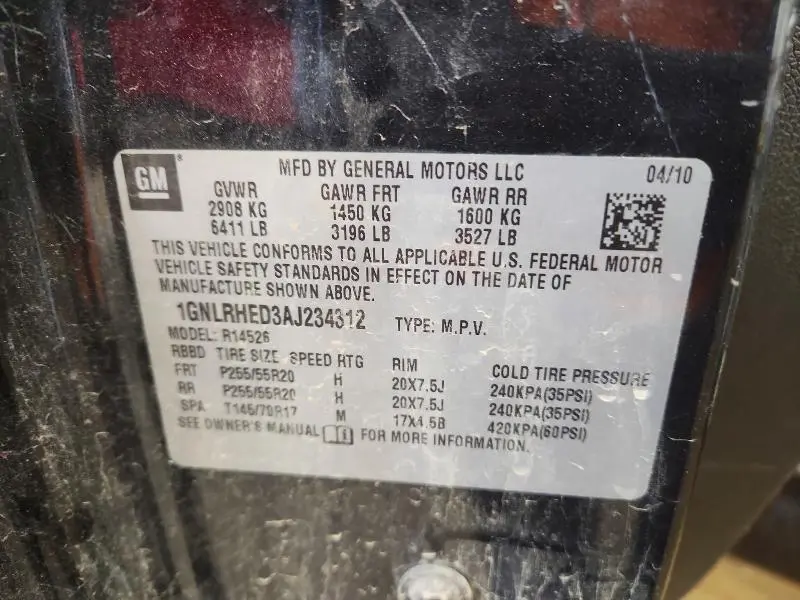 2010 CHEVROLET TRAVERSE LTZ  