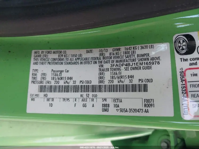 2014 FORD FIESTA SE